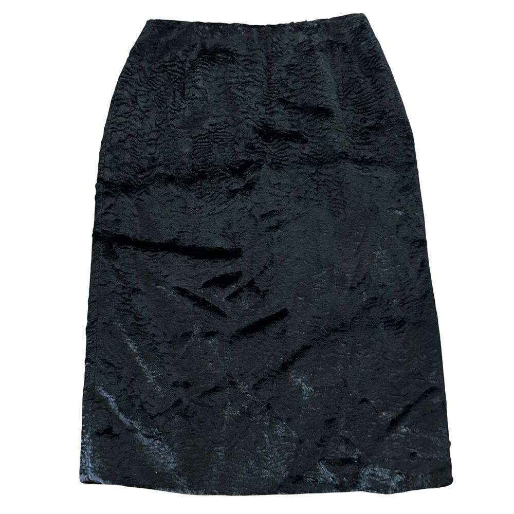 Vintage Strawberry Fields Faux Astrakhan Pencil Skirt Black Persian Lamb Japan